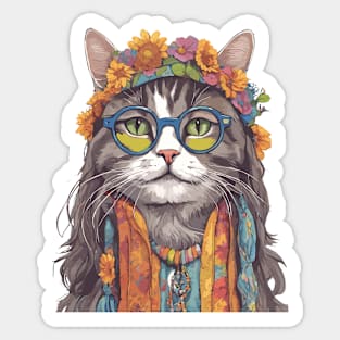 The Hippie Cat Sticker
